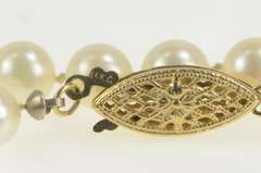 14K Yellow Gold 5.9mm Pearl Beaded Strand Classic Statement Necklace