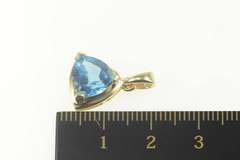 10K Yellow Gold Trillion Blue Topaz Classic Statement Pendant