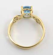 Feminine Filigree Blue Topaz Ring