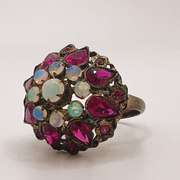 Unique 18kt Gold, Opal, & Ruby Cocktail Ring