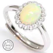 GENUINE ETHIOPIAN OPAL 925 STERLING SILVER RING ADJUSTABLE OPEN RING