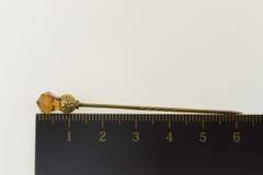 14K Yellow Gold Victorian Faceted Sim. Citrine Acorn Ornate Stick Pin