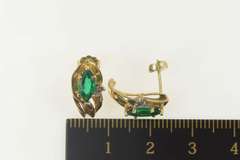 10K Yellow Gold Marquise Syn. Emerald Diamond Accent Earrings