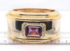 Eyecatching 18kt Emerald Cut Amethyst and Diamond Bangle Bracelet
