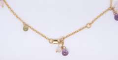 Nice 18kt Yellow Gold Amethyst and Quartz Anklet
