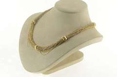 14K Yellow Gold Two Tone Draped Layered Chain Statement Necklace