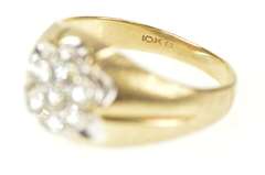 10K Yellow Gold 0.77 Ctw 1960's Men's Retro Round Cluster Ring