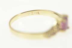 14K Yellow Gold Ruby Diamond Chevron Curved Engagement Ring