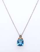 Sterling Silver and Gold Blue Topaz Pendant on Chain