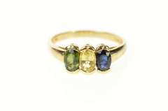 10K Yellow Gold 1.48 Ctw Yellow Blue & Green Sapphire Ring