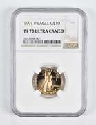 PF70 UCAM 1991-P $10 American Gold Eagle 1/4 Oz. .999 Fine Gold NGC