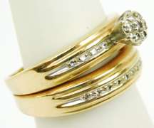 Vintage 14K Diamond Wedding Set, 5.75