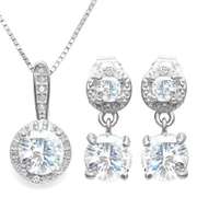 WHITE TOPAZ 925 STERLING SILVER JEWELRY SET