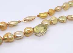 Pearl and Lime Quartz Stone Necklace