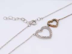 Sterling Silver Double Heart Shaped Pendant on Chain Necklace