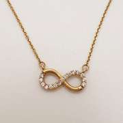 14kt Solid Yellow Gold & Diamond Infinity Necklace