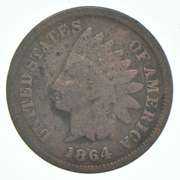 1864-L Indian Head Cent L on Ribbon