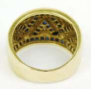 10K Blue Sapphires & Diamonds Wide Band, Size 6