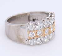 Quinessential White Gold 2 Tone Three Row Bezel Set Diamond Band