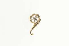 10K Yellow Gold Art Nouveau Diamond Ornate Swirl Lapel Pin/Brooch