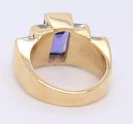 Dremy Yellow Gold Tanzanite and Princess Cut Channel Diamond Ring