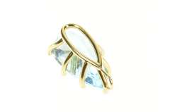 14K Yellow Gold 76.00 Ctw Pear Blue Topaz Diamond Pendant