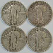 4 Diff. choice XF Standing Liberty Quarters 1927-1930
