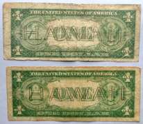 2 $1 1934a Hawaii Emergency Issue Silver Certificates