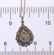 Sterling Silver pear Shape Crystal Pendant With Chain