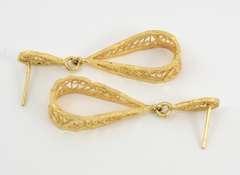 Dangling Filigree 14k YG Earrings