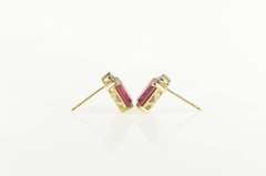 10K Yellow Gold Emerald Cut Syn. Ruby Diamond Accent Stud Earrings