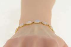 14K Yellow Gold Oval Natural Opal Chinese Symbol Clasp Bracelet