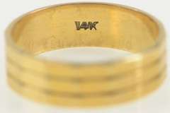 14K Yellow Gold Vintage NOS 1950's Squared Grooved Band Ring
