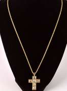 Hefty CZ Cross Pendant Necklace in 14K Yellow Gold