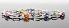 18K Bracelet of Multi-Color Sapphires and Diamond Accents