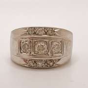 14kt Solid White Gold & Diamond Band Ring