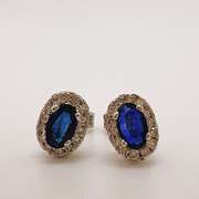 14kt Gold, Blue Sapphire, & Diamond Earrings