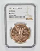 MS64* 1947 Mexico 50 Pesos Gold - Restrike - Graded NGC