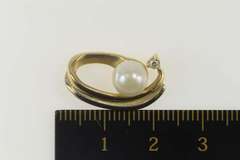 14K Yellow Gold Pearl Diamond Classic Loop Slide Statement Pendant