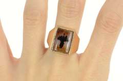 10K Yellow Gold Men's Squared Dendritic Agate Baobab Tree Ring