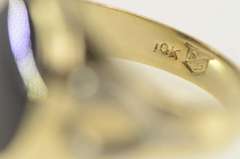 10K Yellow Gold Two Tone Black Onyx Graduated Men's Ring