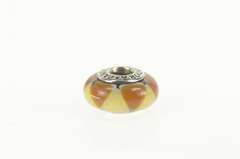 Sterling Silver Pandora Murano Glass Brown Tan Designer Charm/Pendant