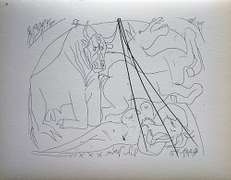 PABLO PICASSO, BULL, HORSE AND RECLINING WOMAN
