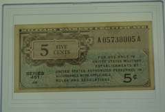 United States Military Payment Certificates Collection included 5C, 10C, 25C, 50C, $1