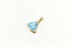 10K Yellow Gold Trillion Blue Topaz Classic Statement Pendant