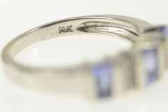 14K White Gold Emerald Cut Tanzanite Diamond Statement Ring