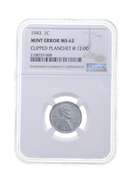 MS62 MINT ERROR 1943 Lincoln Steel Cent Clipped Planchet @12:00 NGC