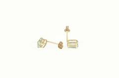 10K Yellow Gold Oval Blue Topaz Classic Solitaire Stud Earrings