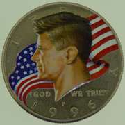 1996-P Kennedy Half Dollar Silver Coin Colorized with COA