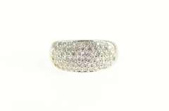 14K White Gold 1.30 Ctw Pave Diamond Rounded Band Ring